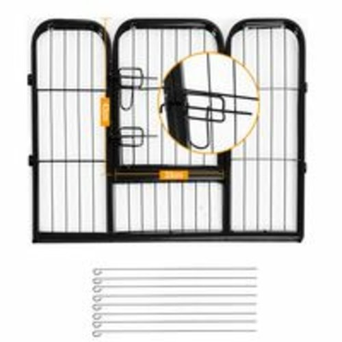 PawHut DIY 8 Panel Heavy Duty Powder Coated Metal Dog Pet Playpen - Image 3