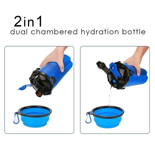 2 in 1 Dog Drinking Water Bottle with Bowls - Image 2